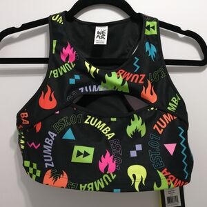 Zumba Fitness Black Multicolor Sports Bra
